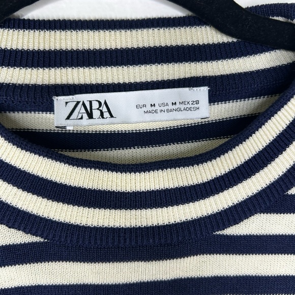 Zara Striped Crop Blue White Knit Size Medium - Picture 4 of 7